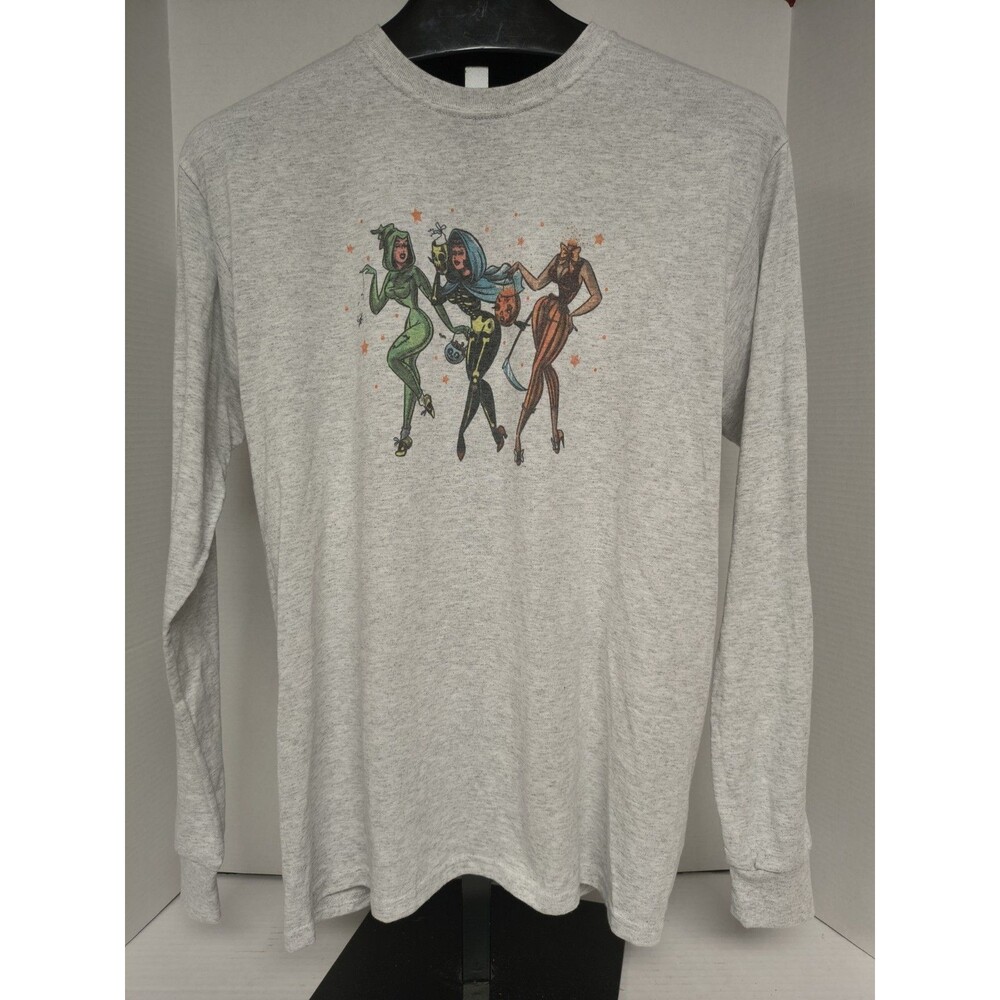 Vintage Jerzees Halloween Long sleeve Gray Shirt 3 Women In Costumes Size M